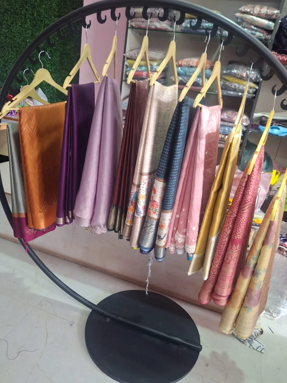 Clothing collection and displays at Sri Sai Boutique